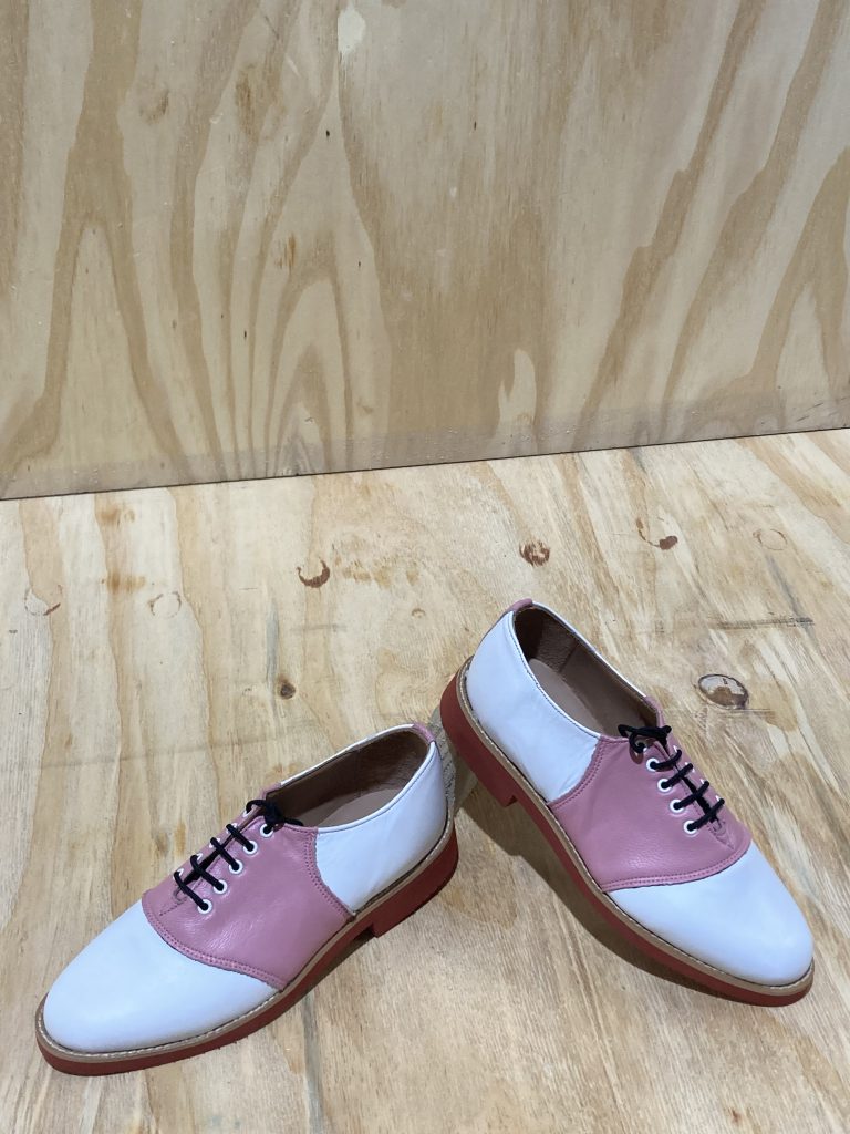 Saddle White & Pink – Red Eva Sole – Colin Johnson Shoes