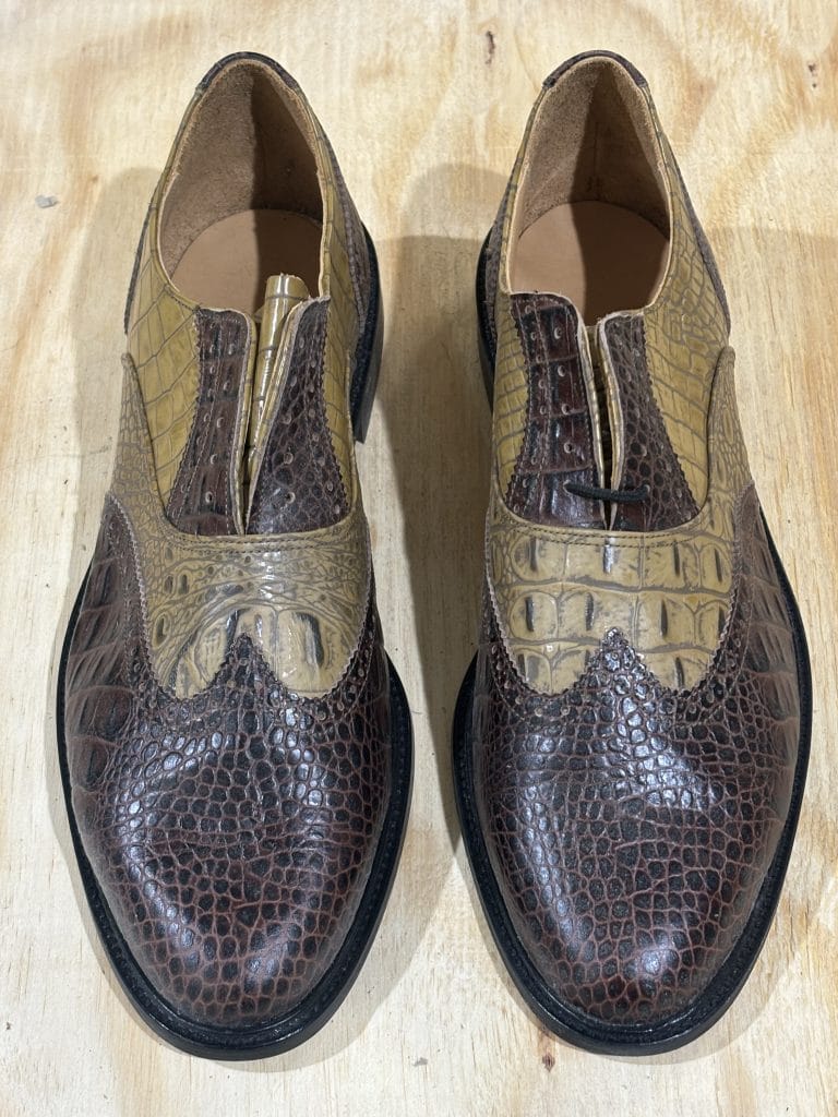 G Brogue – Brown Croc & Pecan Croc With Facing – Colin Johnson Shoes